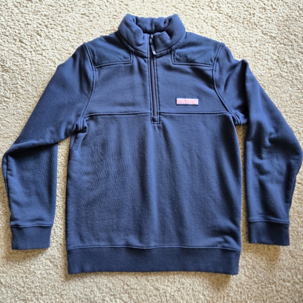 Vineyard Vines Boy's Navy Shep Quarter Zip (Sz L - 16)